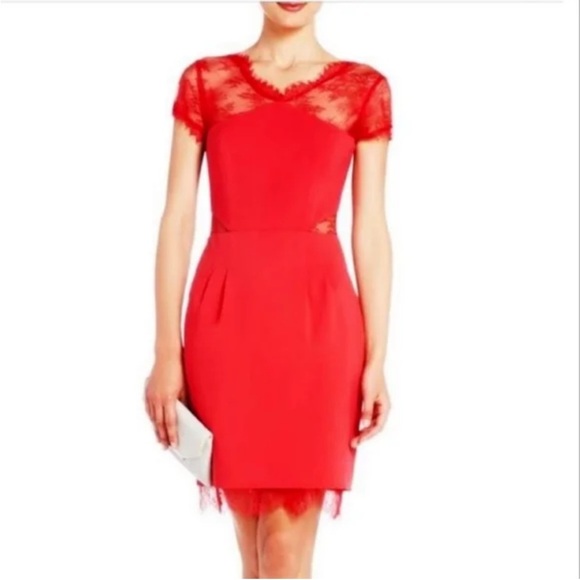 BCBGMaxAzria Nel Lipstick Red Lace Cocktail Dress - Picture 1 of 13